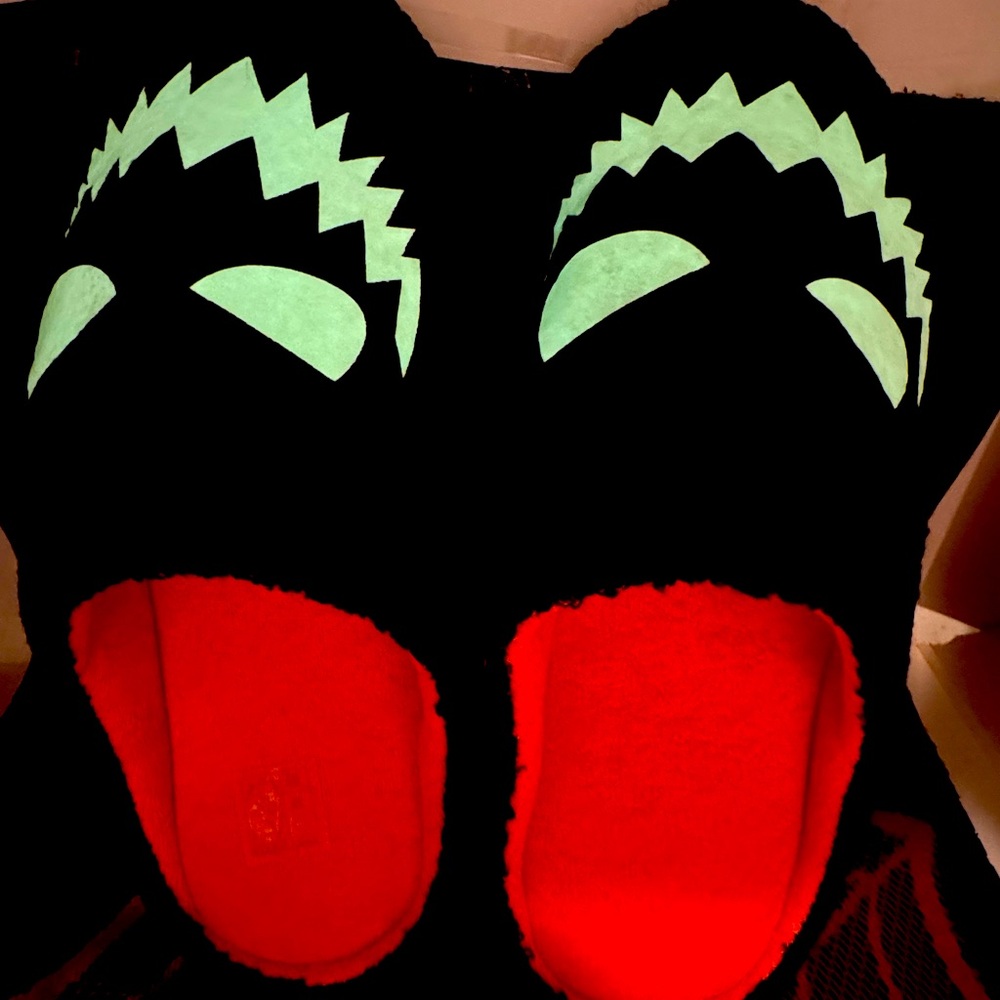 Black Fuzzy Glow in the dark slippers New